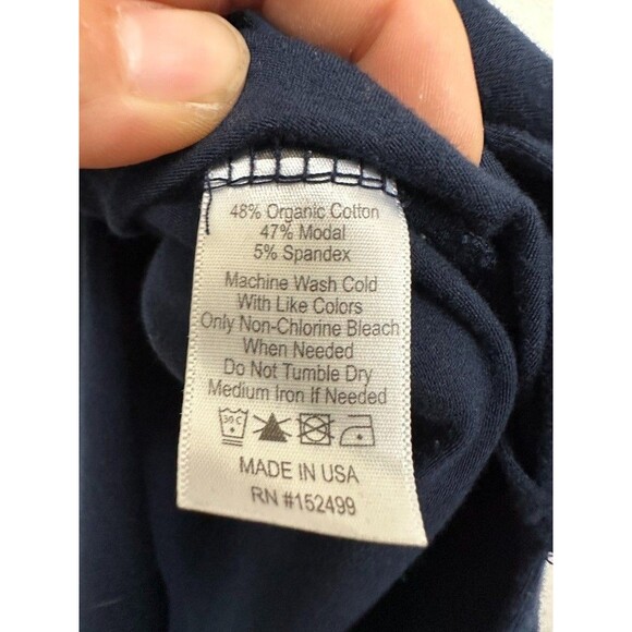 Amour Vert Colombe Reverie Knit Dress Navy Blue Belted Organic Cotton Women's M - Picture 9 of 11